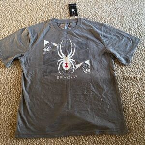 NWT Spyder graphic t-shirt in heather grey spider logo print Size L